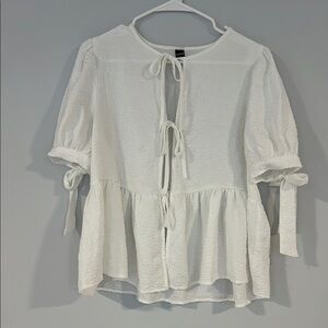 SHEIN Cream Blouse with Tie Accents on front and sleeves